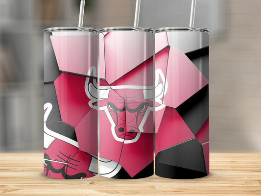 Abstract Bulls Logo in Broken Glass Style Design Tumblers