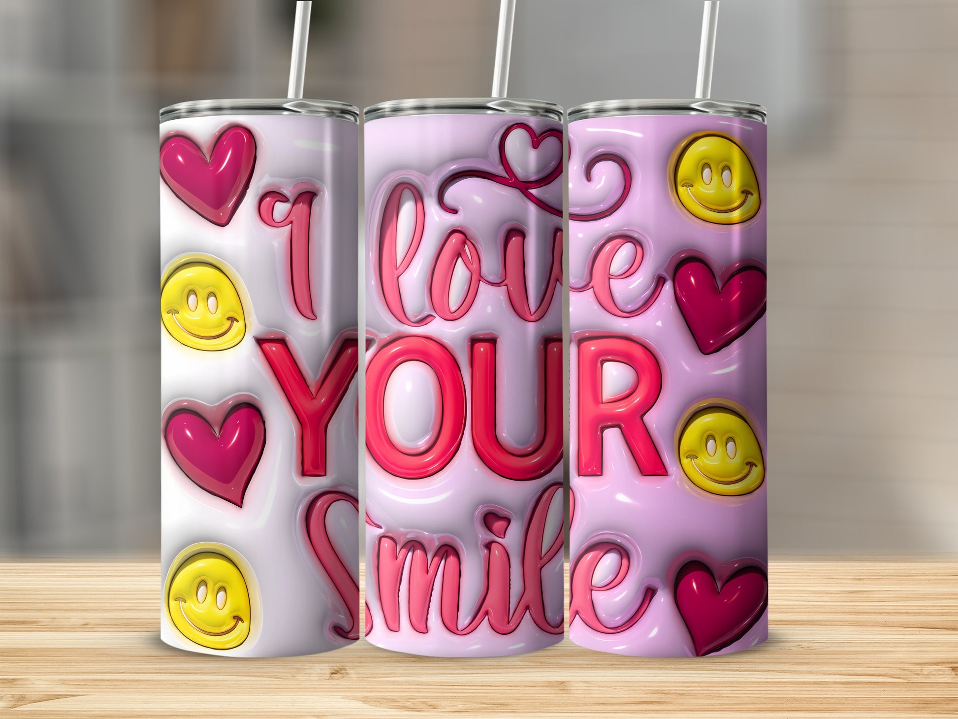 I love YOUR smile hearts smileys pink tumbler product type
