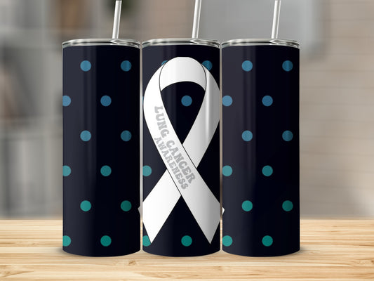 Lung Cancer Awareness Polka Dot Tumbler
