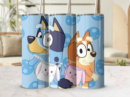 Cute Cartoon Bluey and Bingo Tumbler Set for Kids