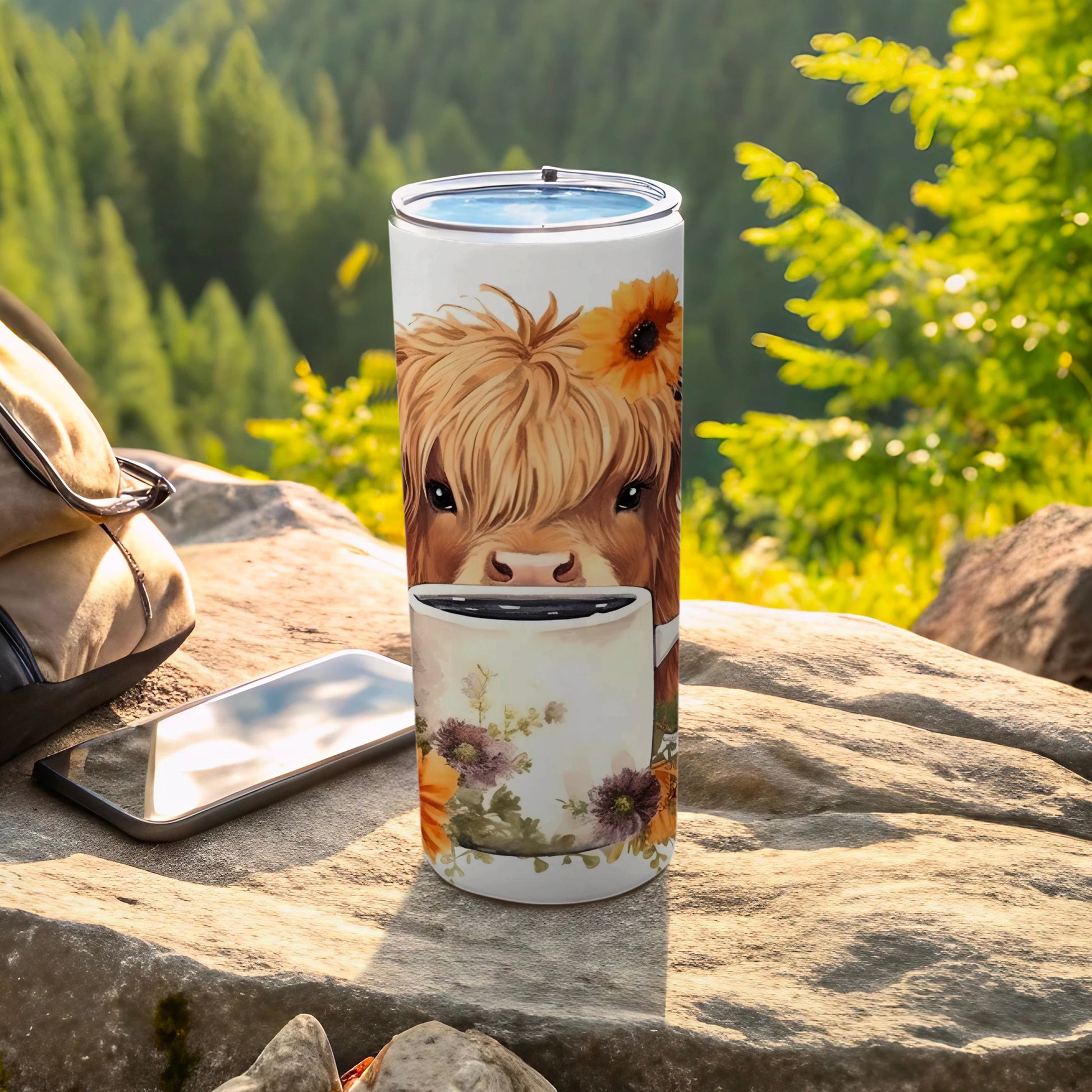 Adorable Highland Cow Design Insulated Tumbler Flask