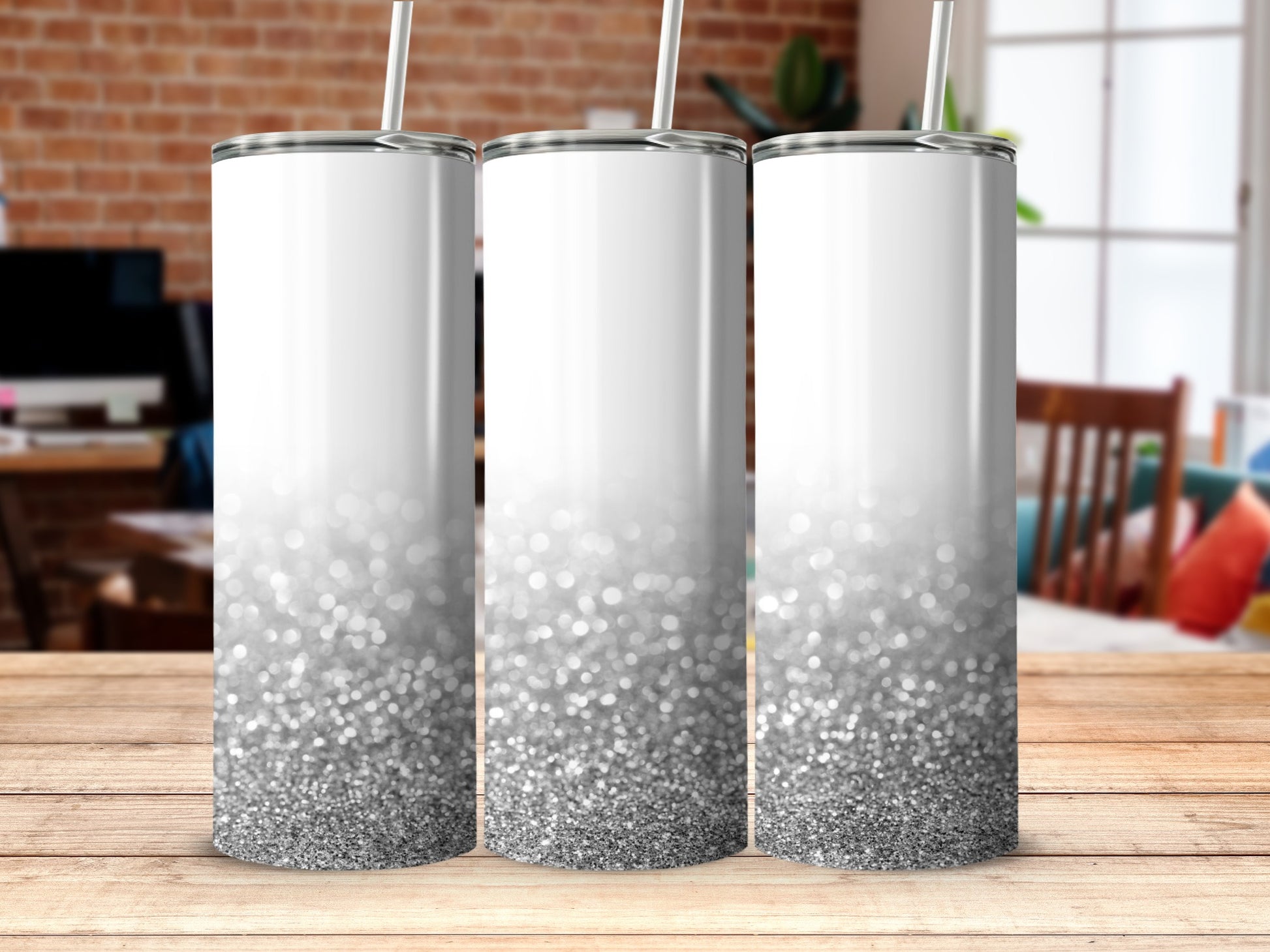 Sparkling Silver Gradient Tumbler for Stylish Drinks