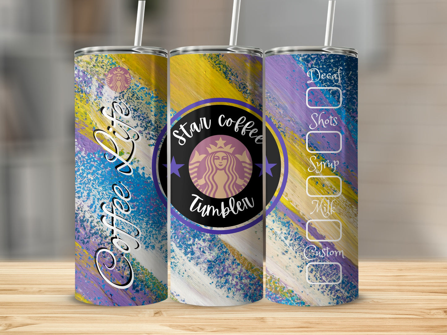Colorful Customizable Star Coffee Life Tumbler