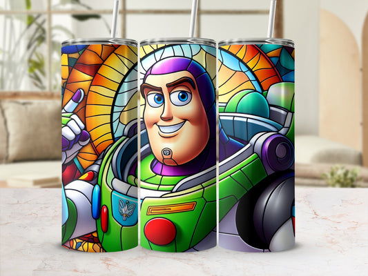 Buzz Lightyear Colorful Stained Glass Travel Tumbler