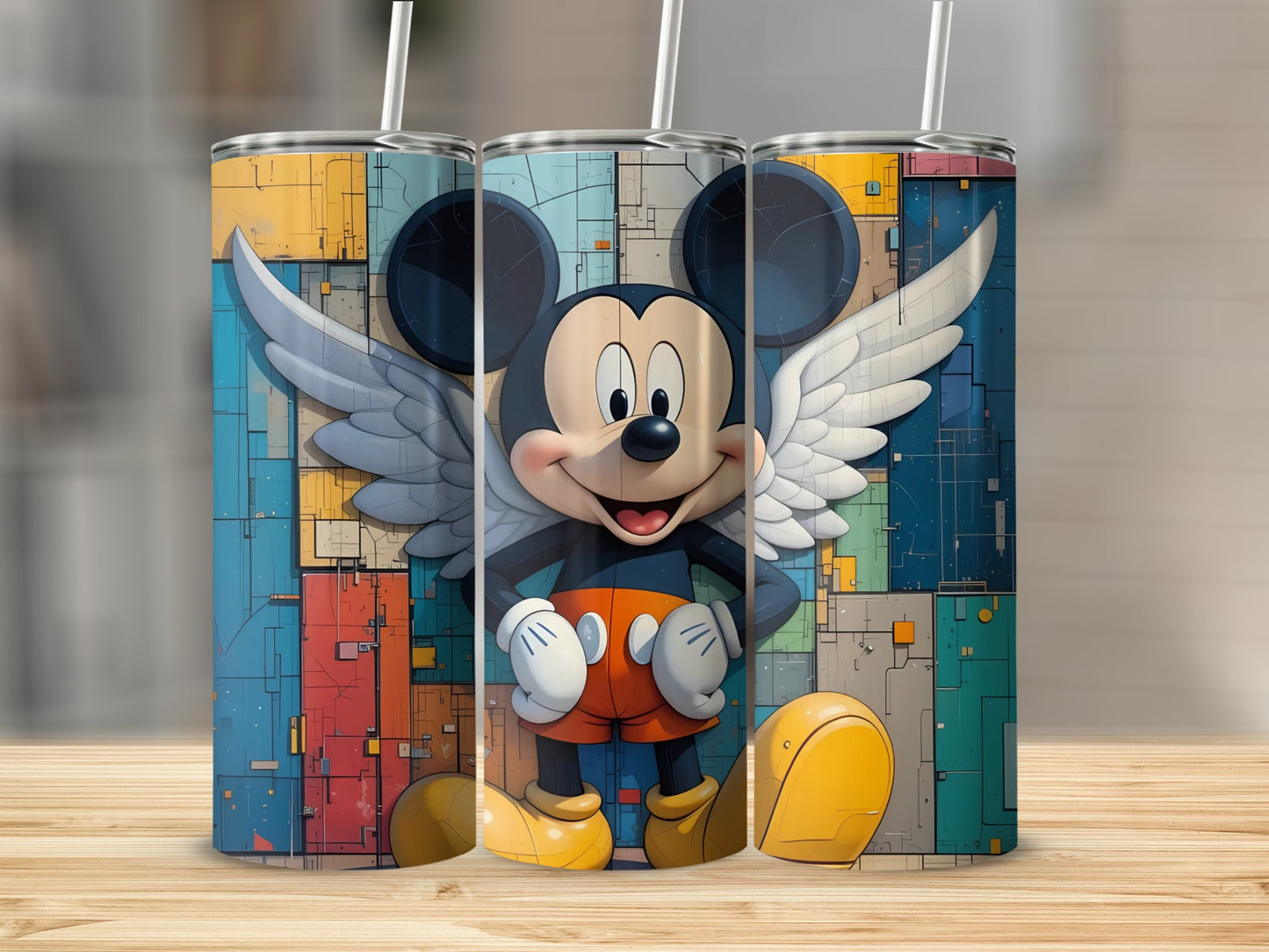 Mickey Mouse with Wings Colorful Tumbler Cup