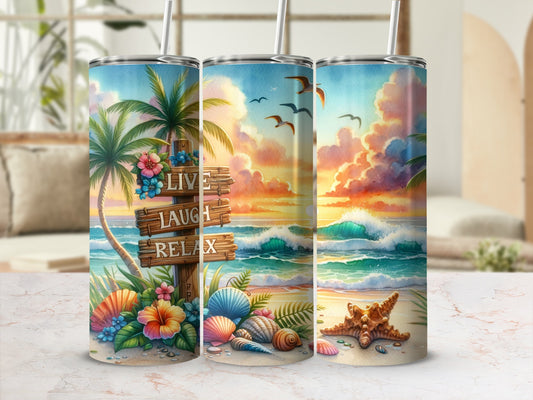 Tropical Beach Sunset Palms Live Laugh Relax product type