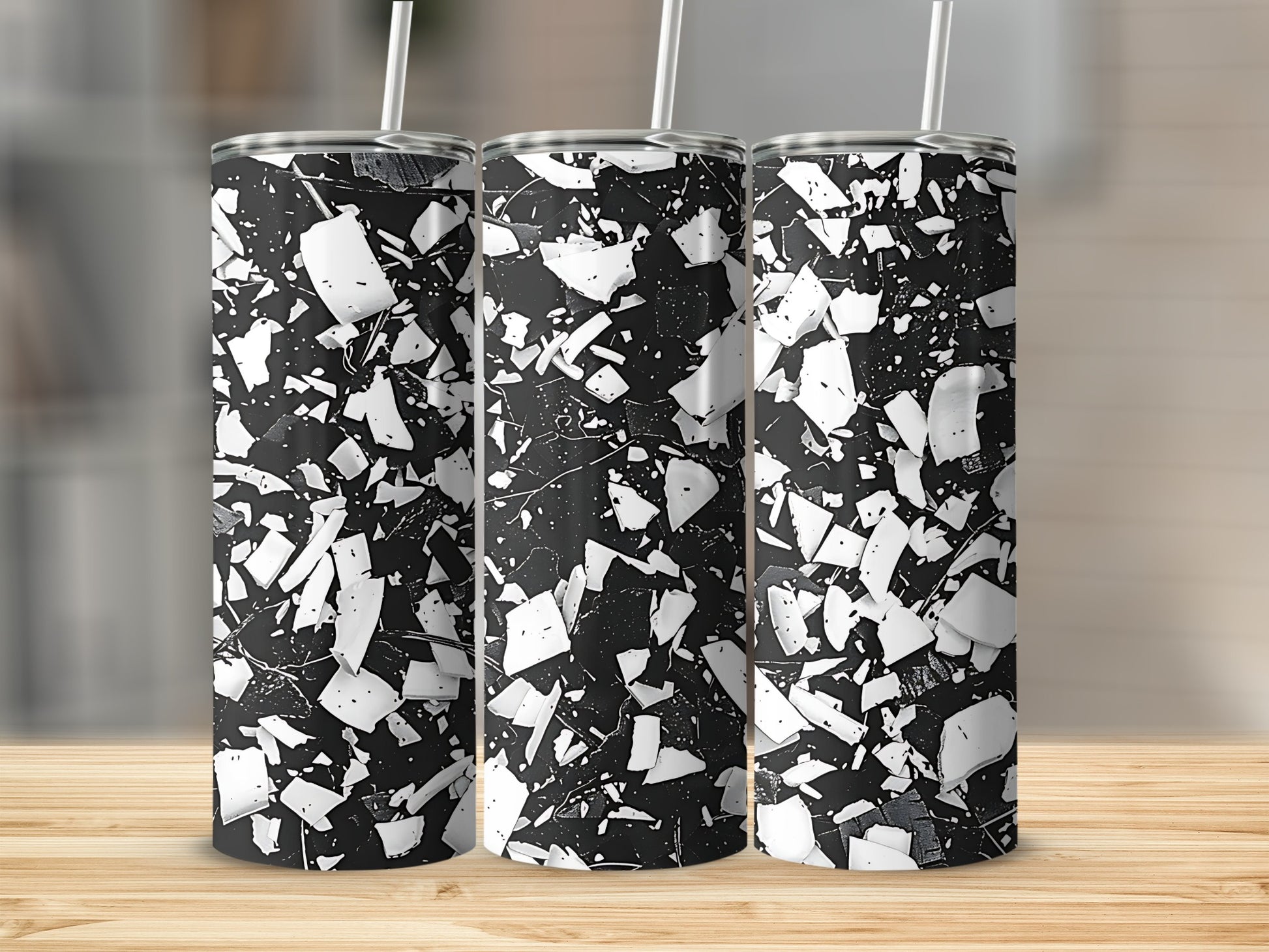 Black and White Splatter Pattern Tumbler Product