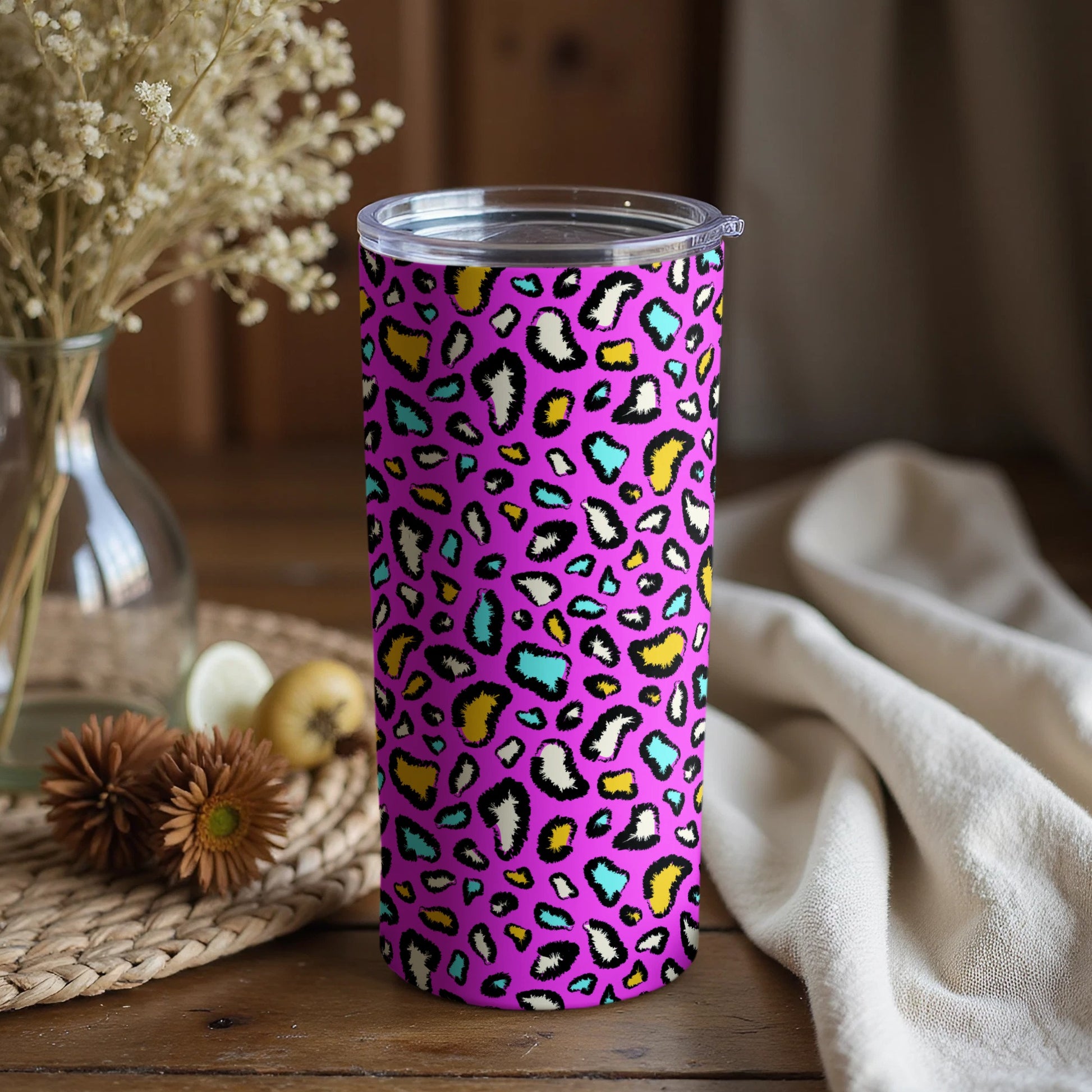 Colorful Leopard Print Insulated Tumbler for Beverages
