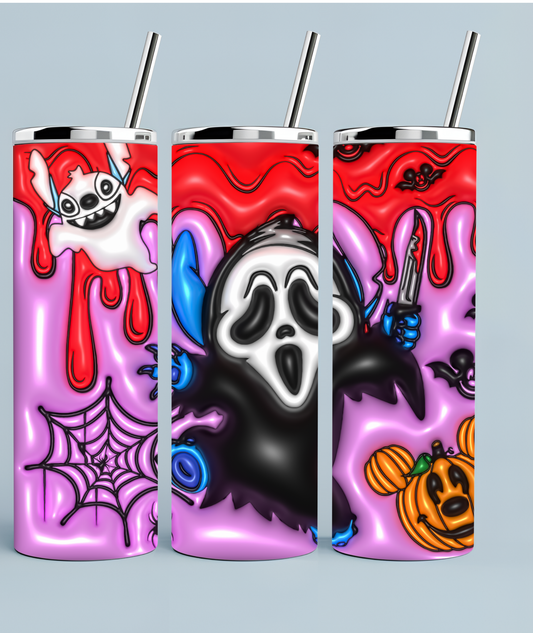 Stitch ghost-face looking tumbler halloween