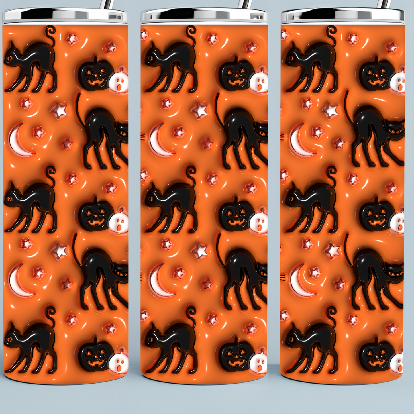 Black and Orange Cat Halloween Tumbler
