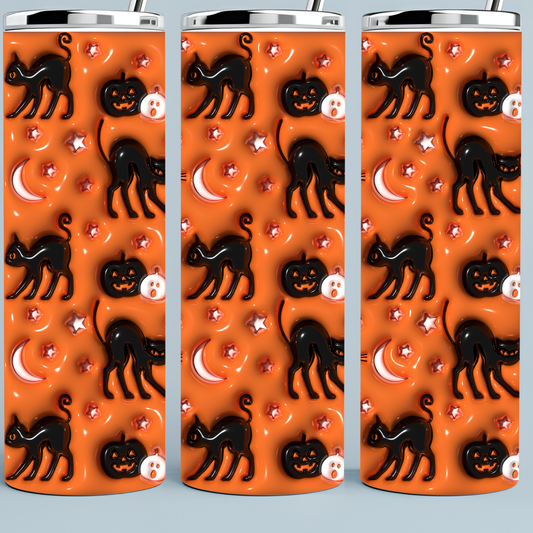 Black and Orange Cat Halloween Tumbler