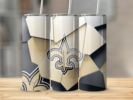 New Orleans Saints Fleur De Lis on Cubist Pattern Tumblers