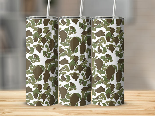Camo Print Tumbler with Straw for Outdoor Use Tumbler