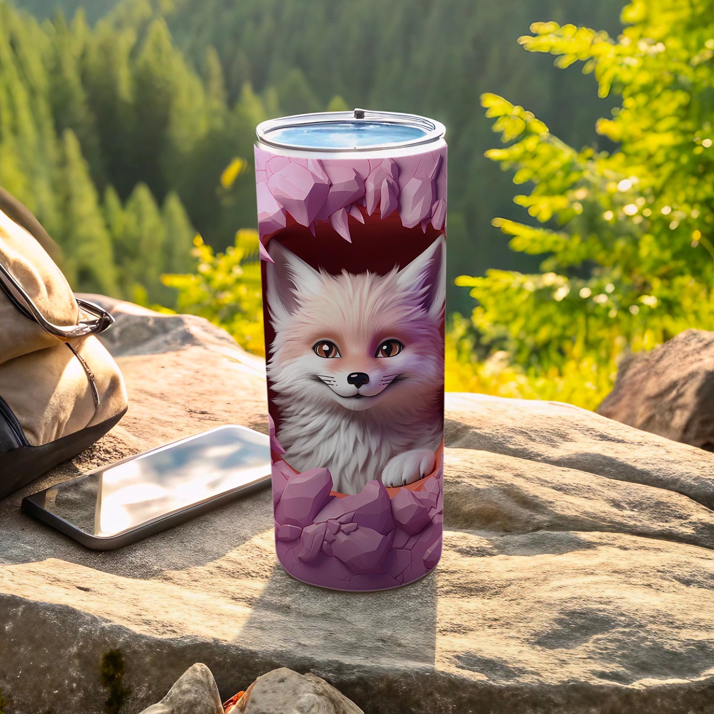Cute White Fox in Crystal Cave Design Tumbler