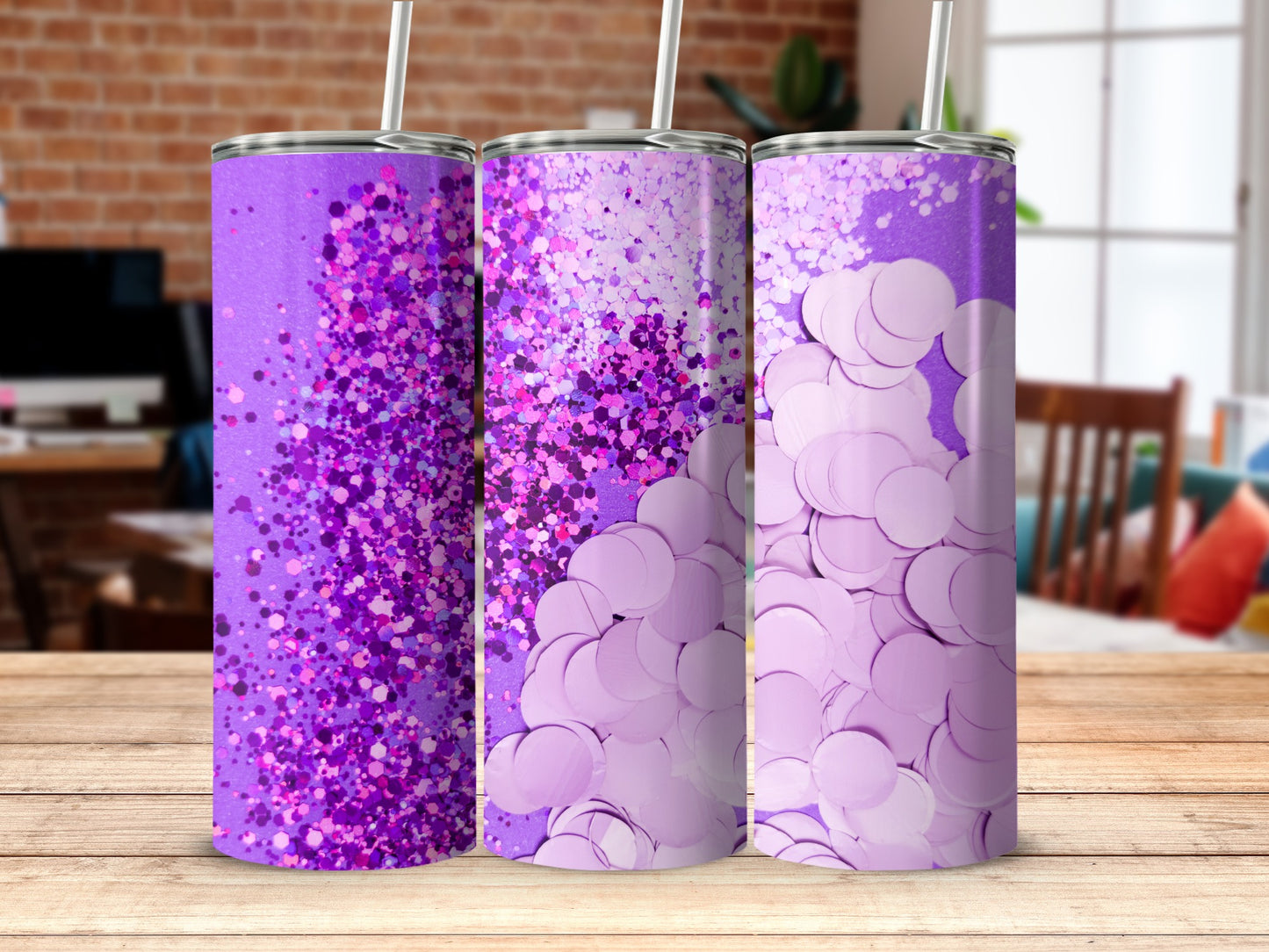 Glittery Purple Ombre Design on Tumbler Product