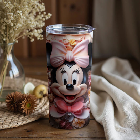 Cute Minnie Mouse Floral Pattern Insulated Tumbler