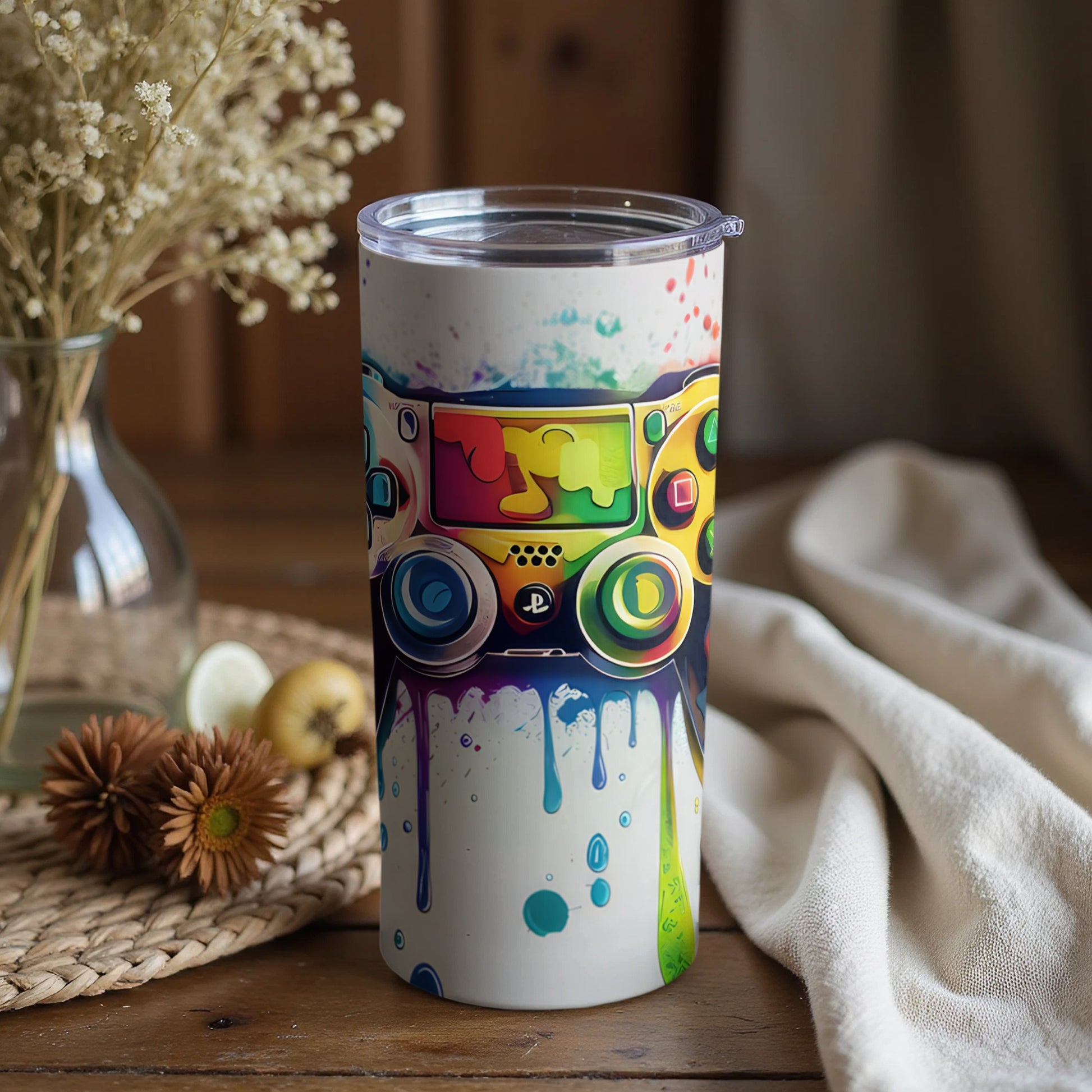 Vibrant Colorful Gaming Art Design Insulated Tumbler