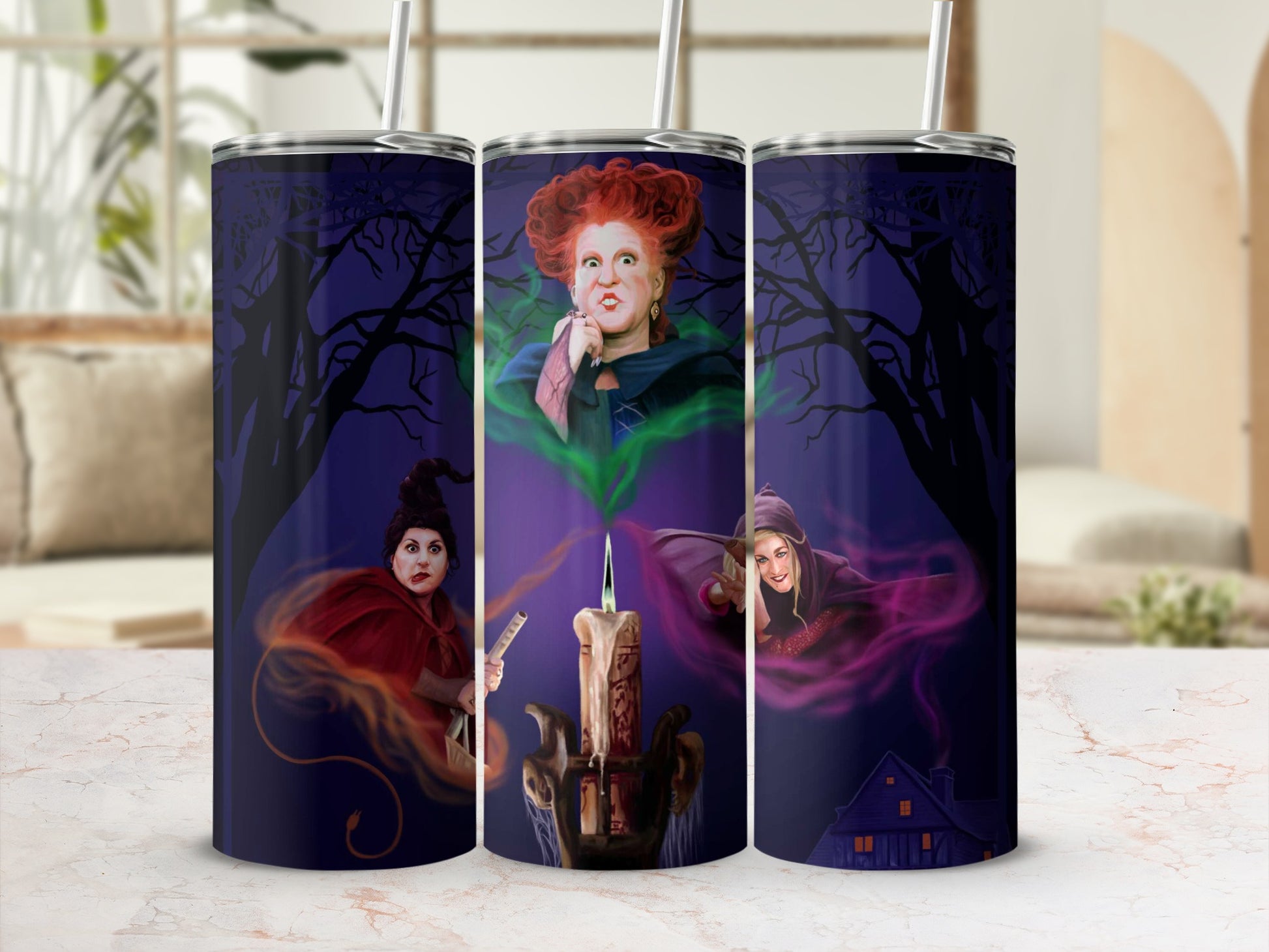 Witches Themed Insulated Tumbler with Straw Cup