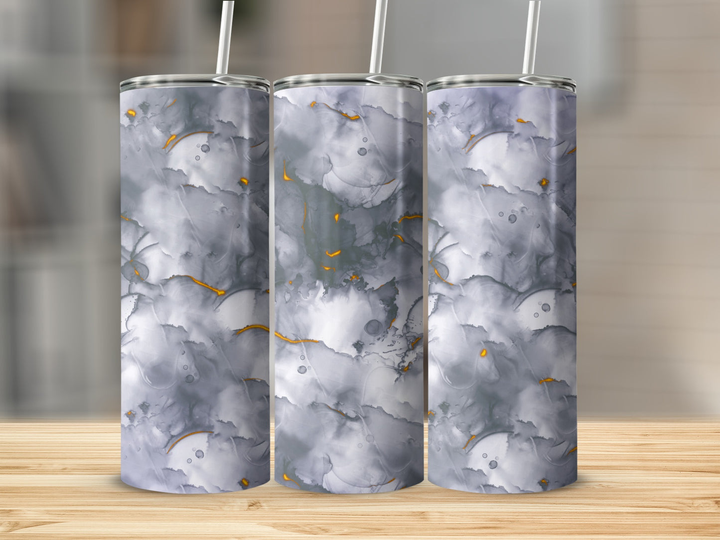 Abstract Gray Gold Accents Design Premium Look Tumblers
