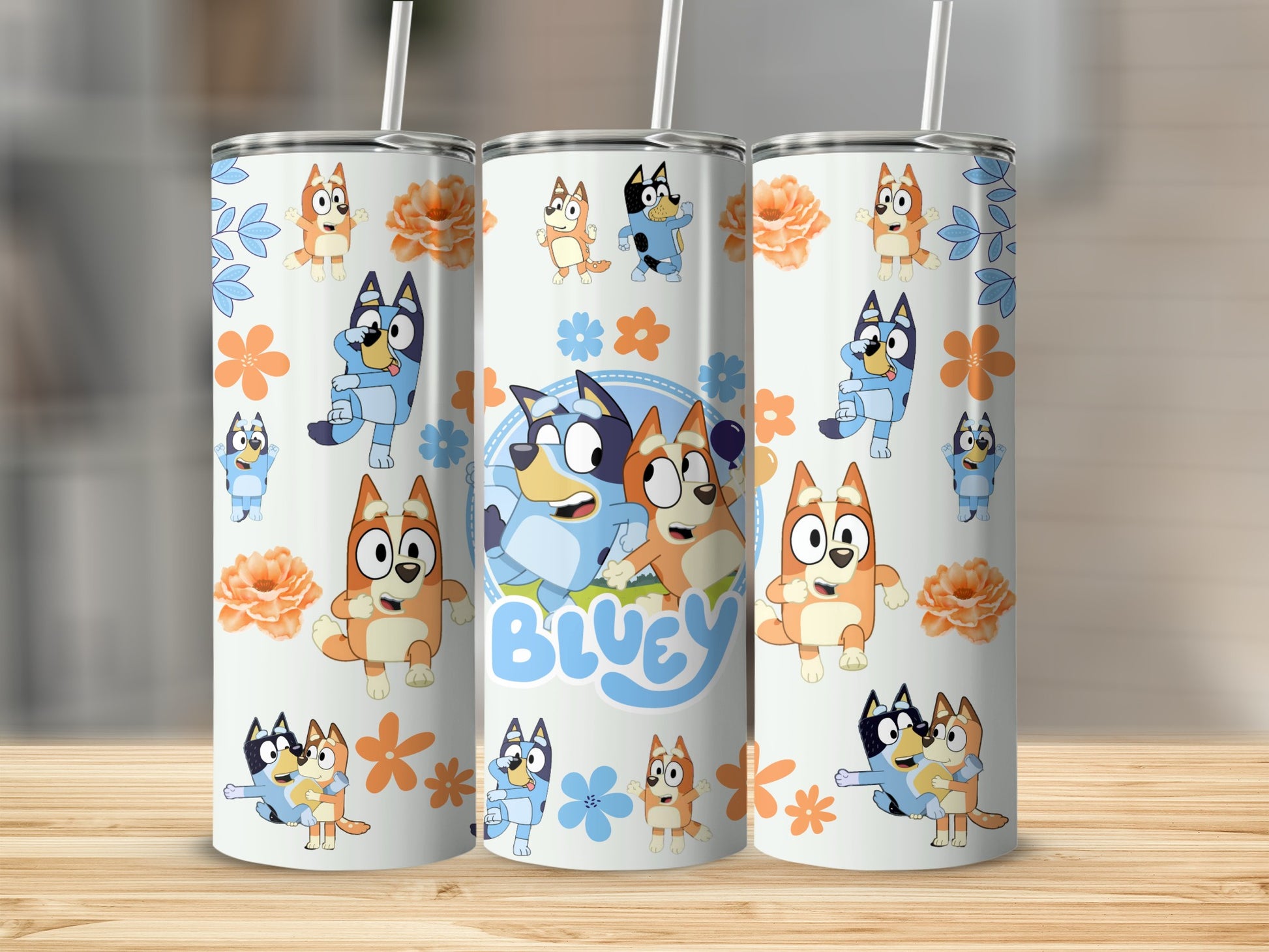 Cartoon Themed Bluey and Friends Design Tumbler