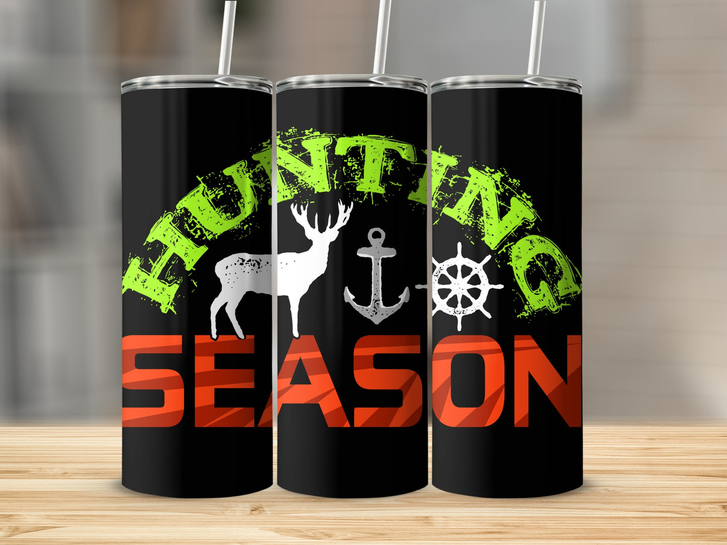 Hunting Season Deer Anchor Steering Wheel Tumbler