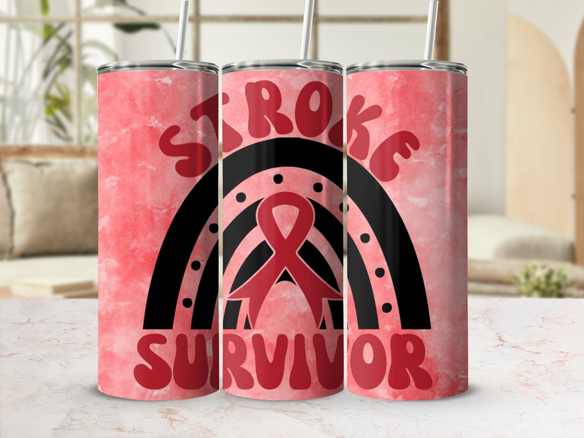 Stroke Survivor Pink and Black Tumbler Cup