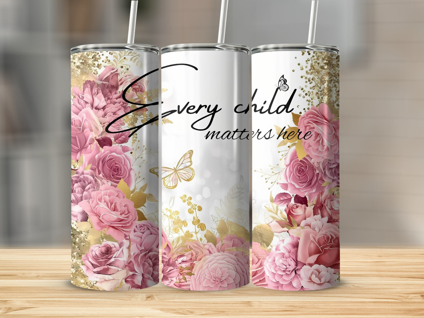 Every child matters here floral tumbler