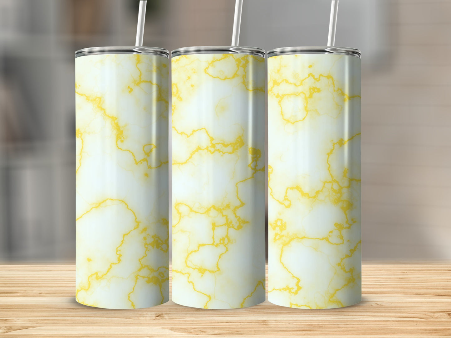 Golden Veins Subtle White Design Stylish Marble Tumblers