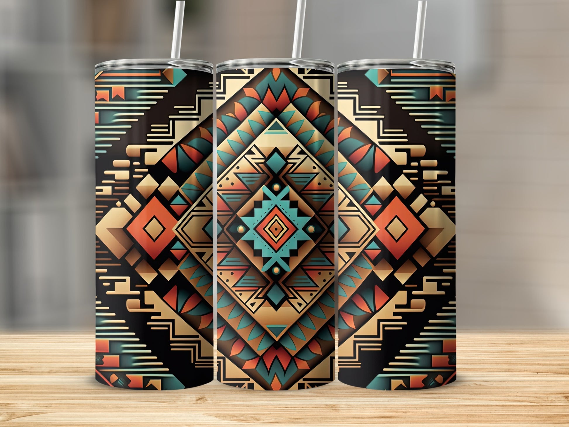 Tribal Patterned Insulated Stainless Steel Drinkware
