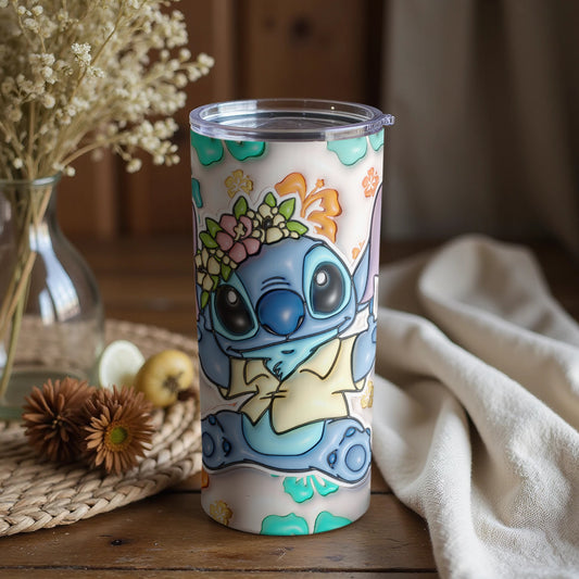 Cute Hawaiian Inspired Blue Character Tumbler
