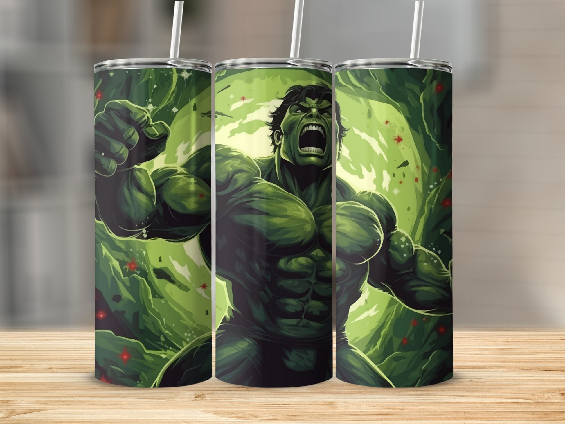Green Hulk Illustration Stainless Steel Tumbler