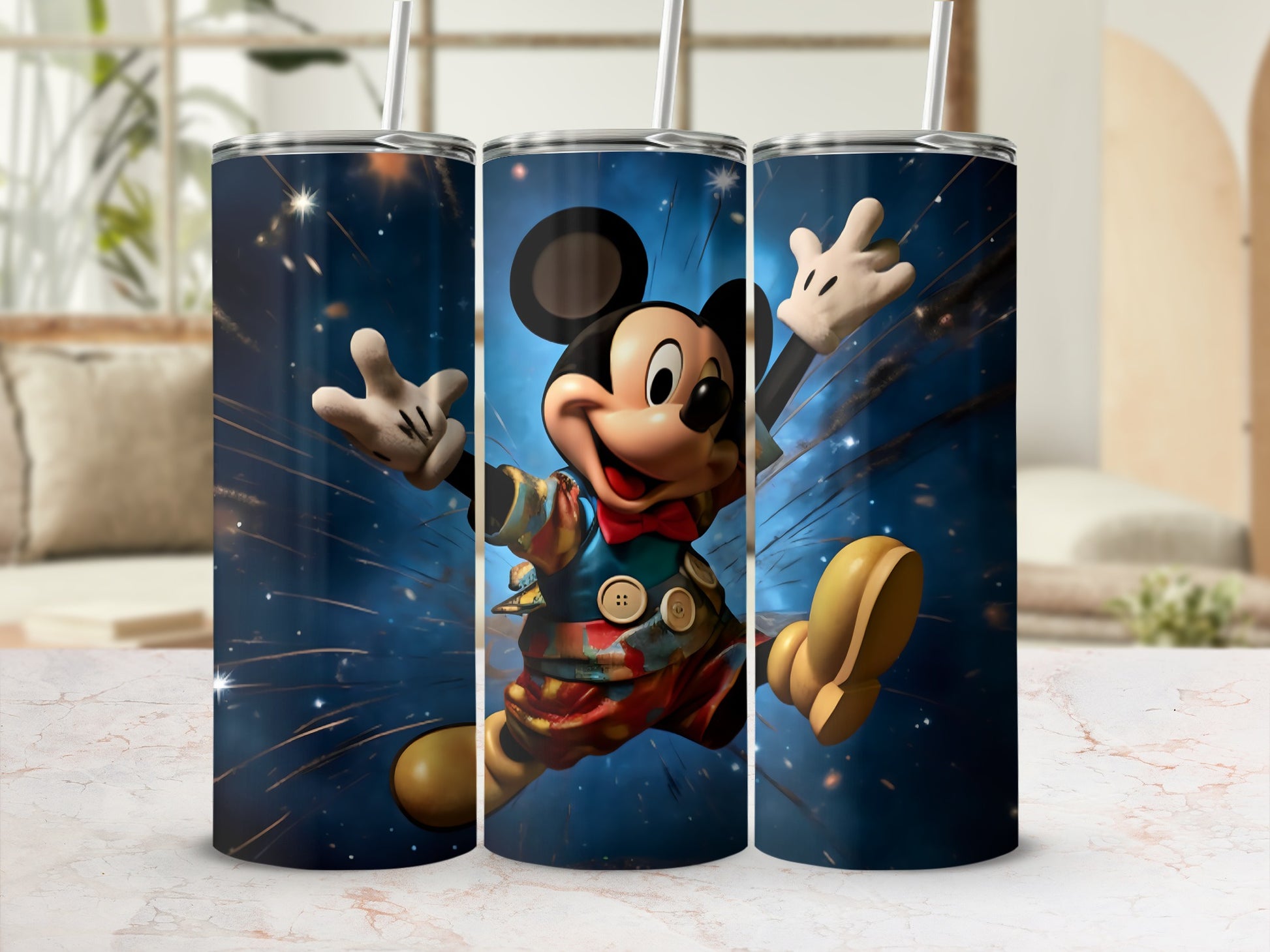 Mickey Mouse Tumbler with Colorful Background Design