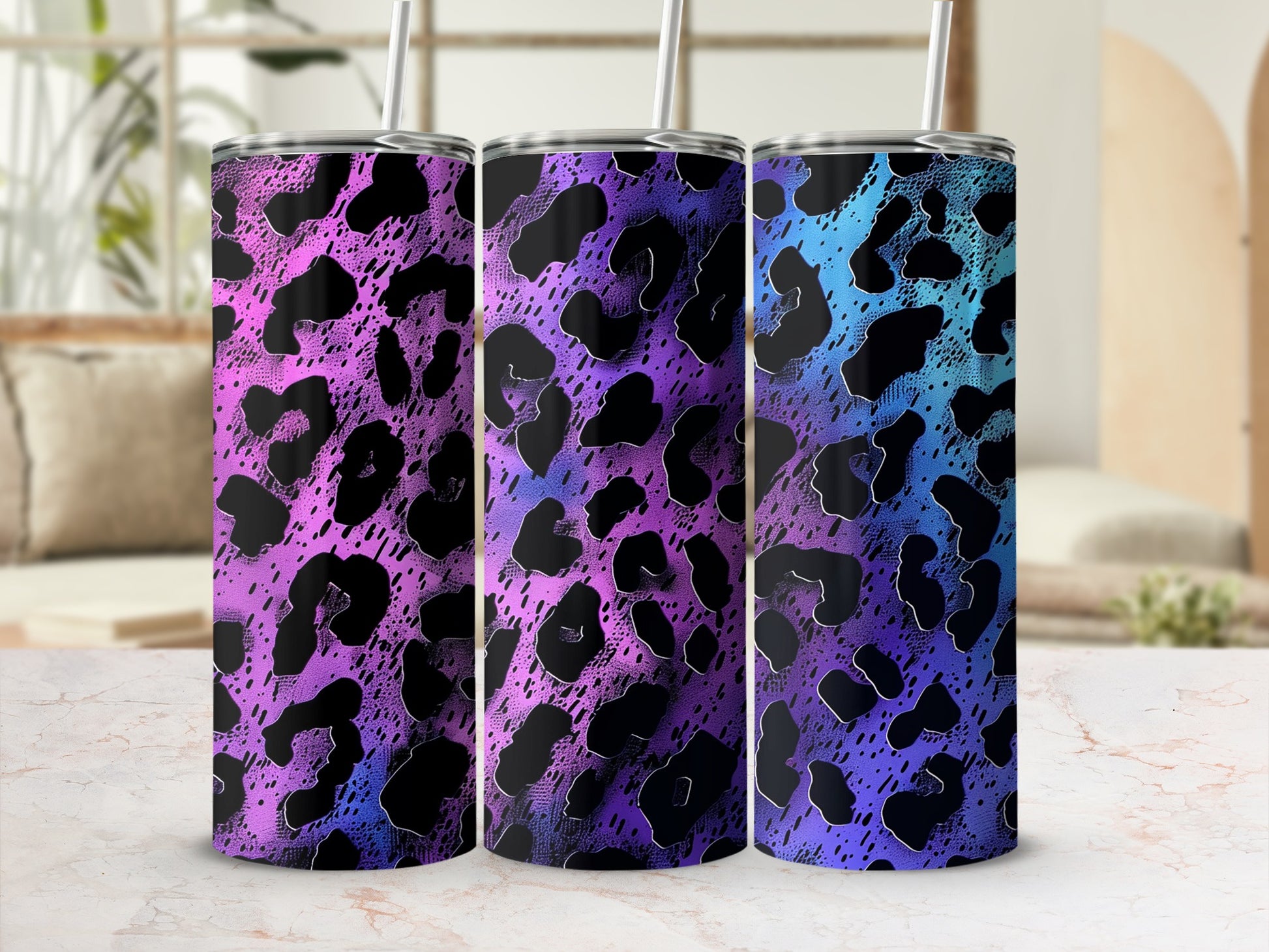 Vibrant Leopard Print Gradient Tumbler Drinkware Item