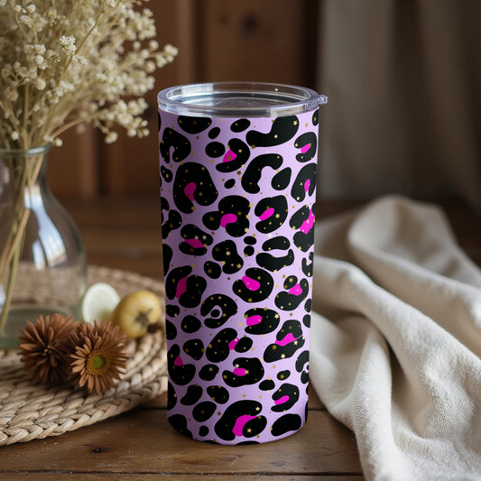Vibrant Leopard Print Design Tumbler with Lid