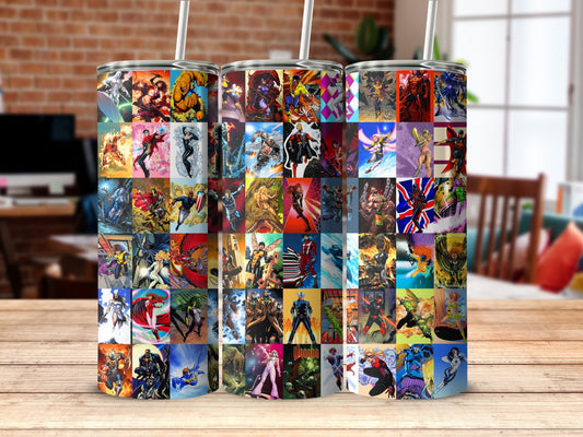 Diverse comic universe heroes villains pattern product type
