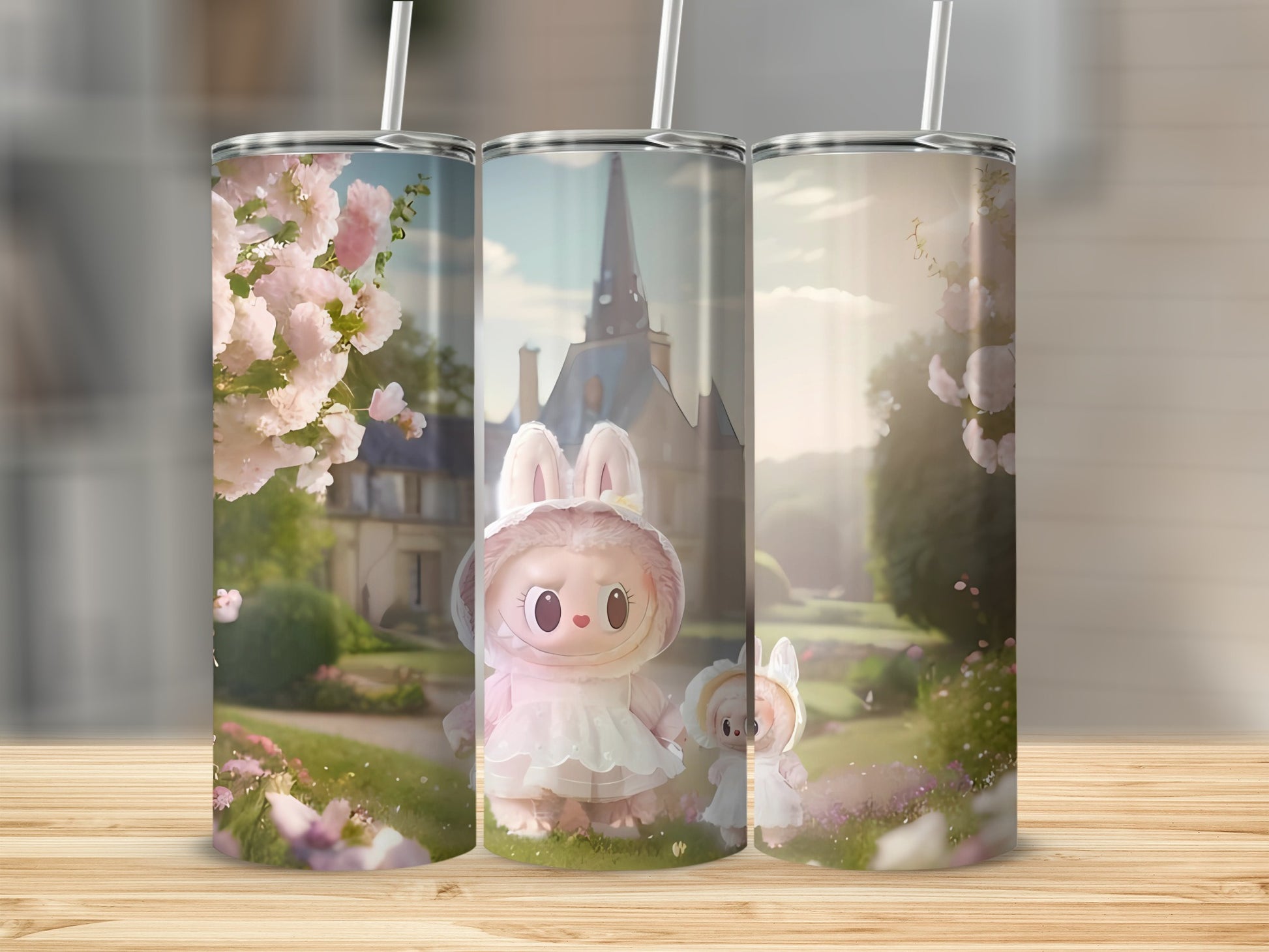 Cute Bunny Castle Garden Art Insulated Tumbler