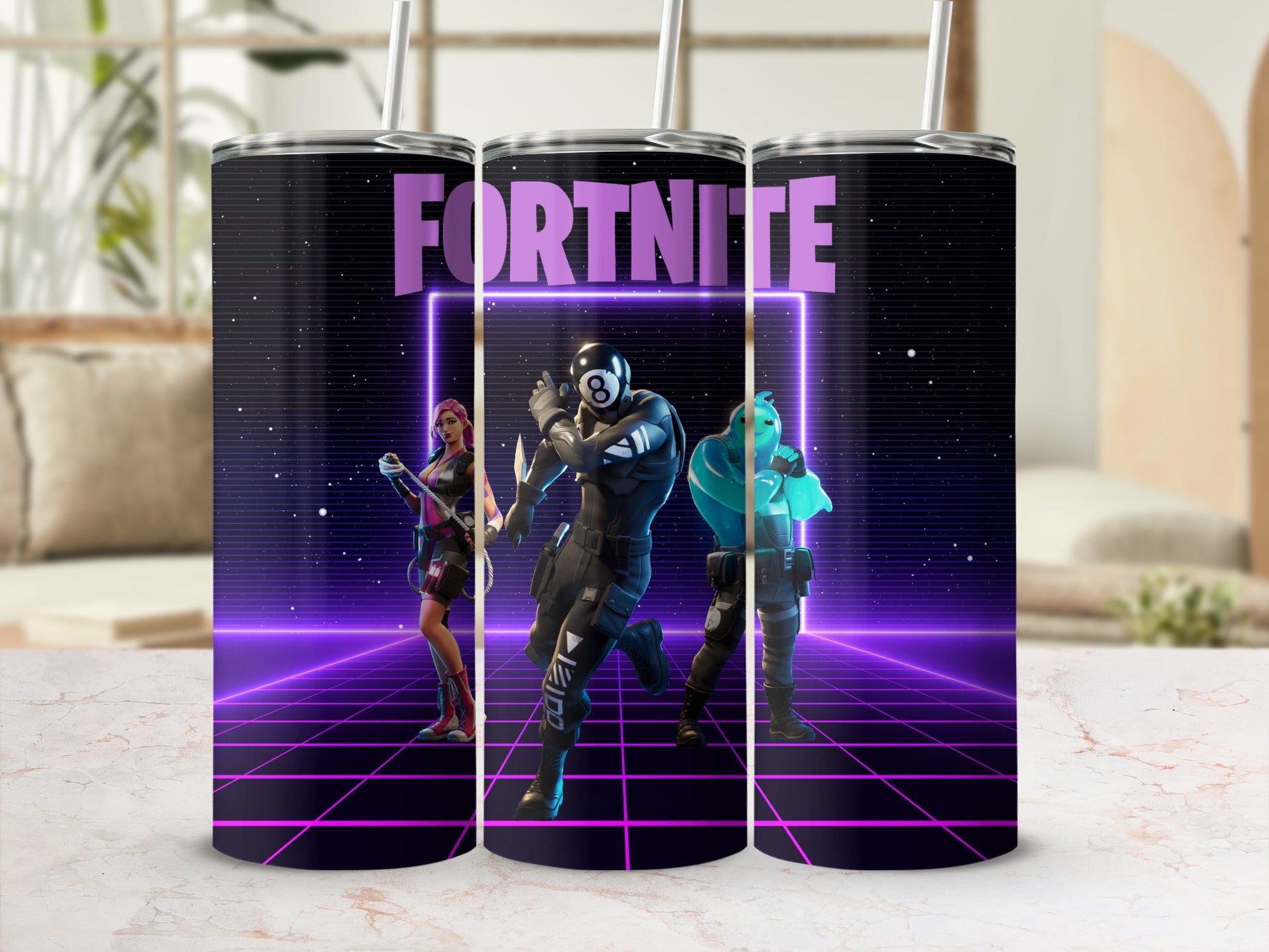Fortnite Characters Retro Design Tumbler Product