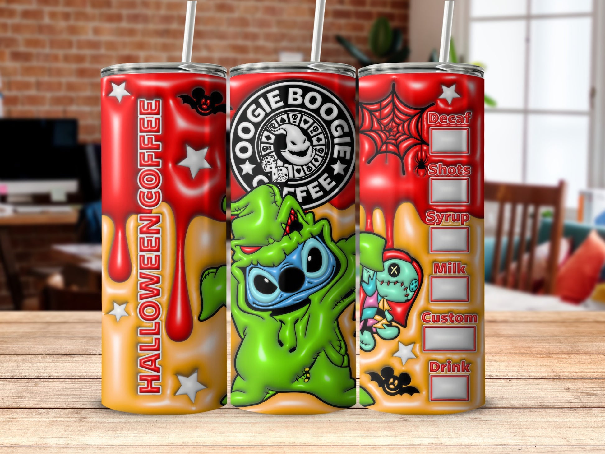 Festive Halloween Coffee Tumbler with Oogie Boogie Print