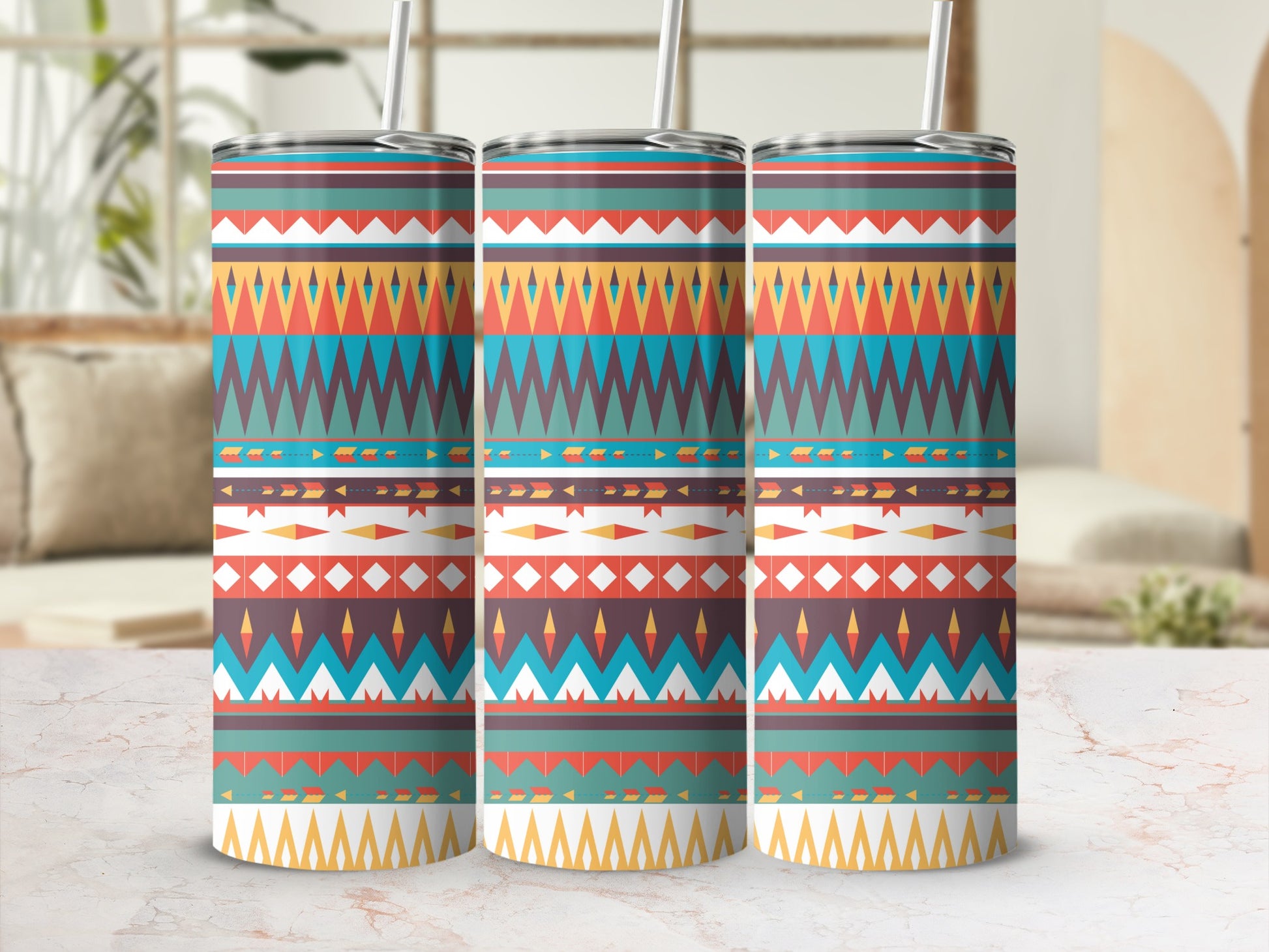 Colorful Tribal Patterns Insulated Tumbler Cup