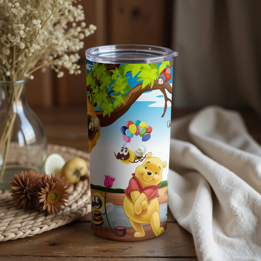 Winnie the Pooh Tumbler with Colorful Balloon Scene