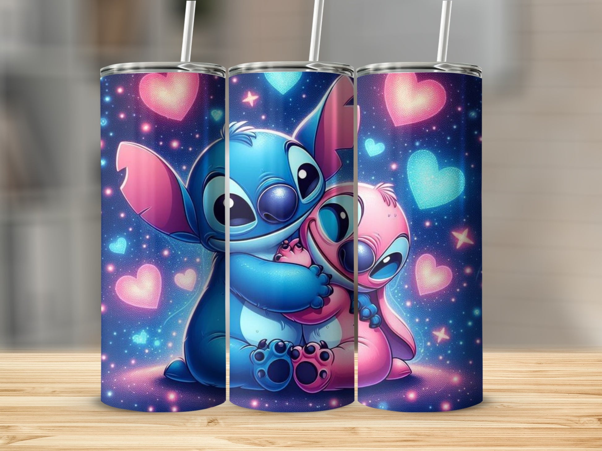 Cute Cartoon Characters with Hearts Tumbler Cups
