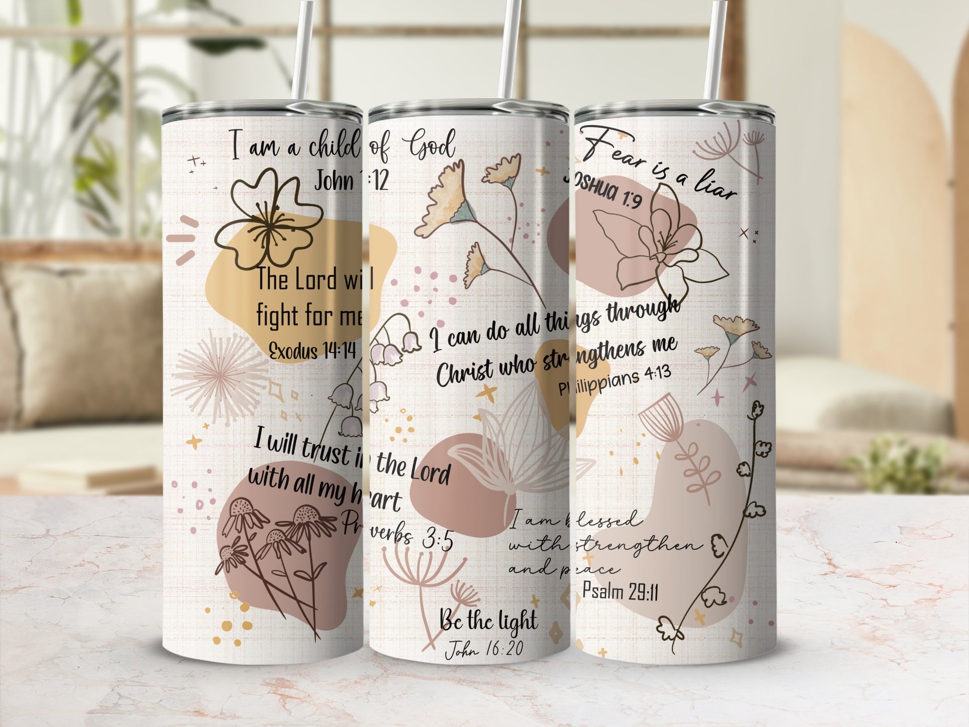 Inspirational Bible Verses Design Tumbler Cup