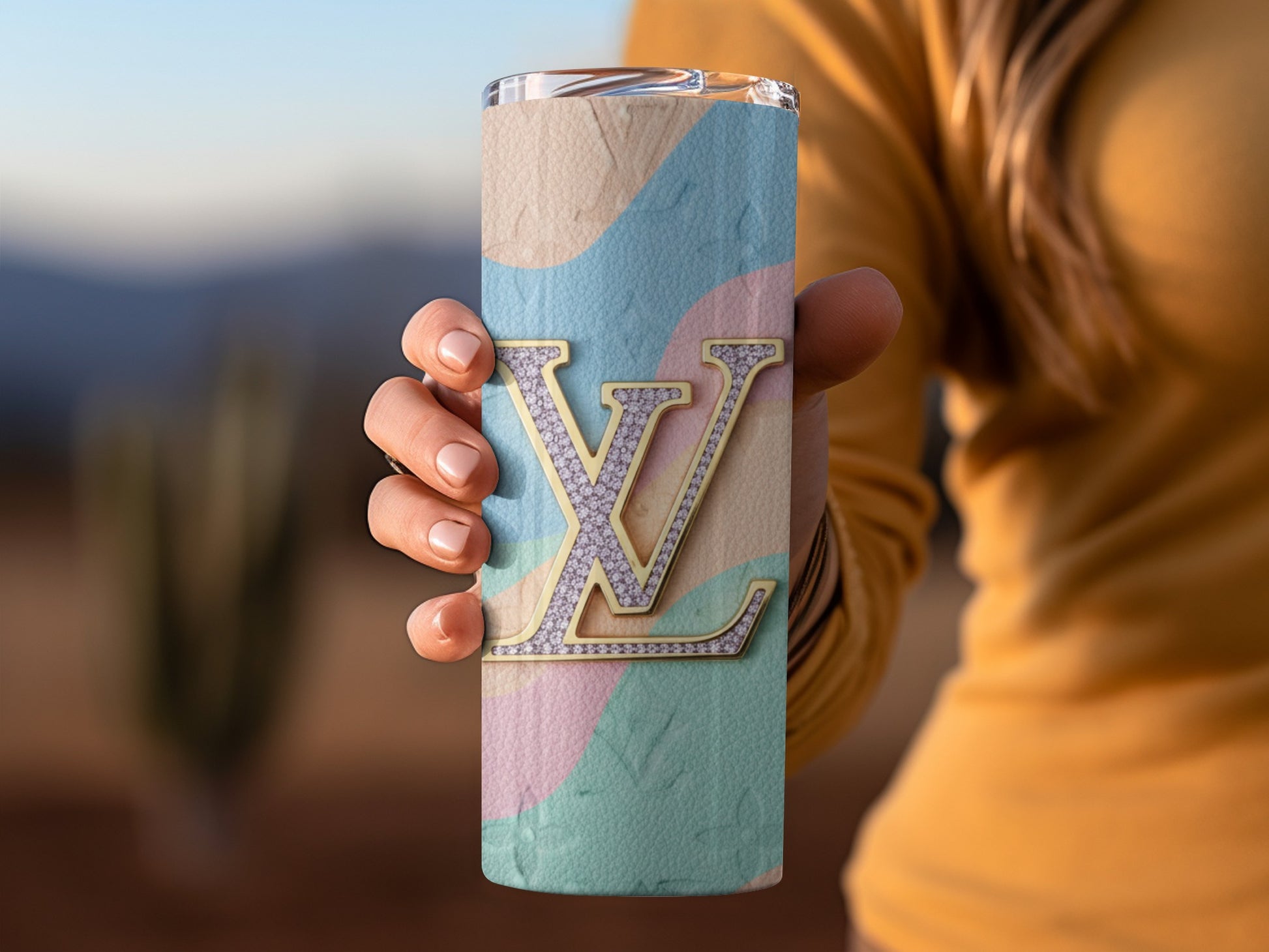 Elegant Pastel Custom Louis Vuitton Insulated Tumbler