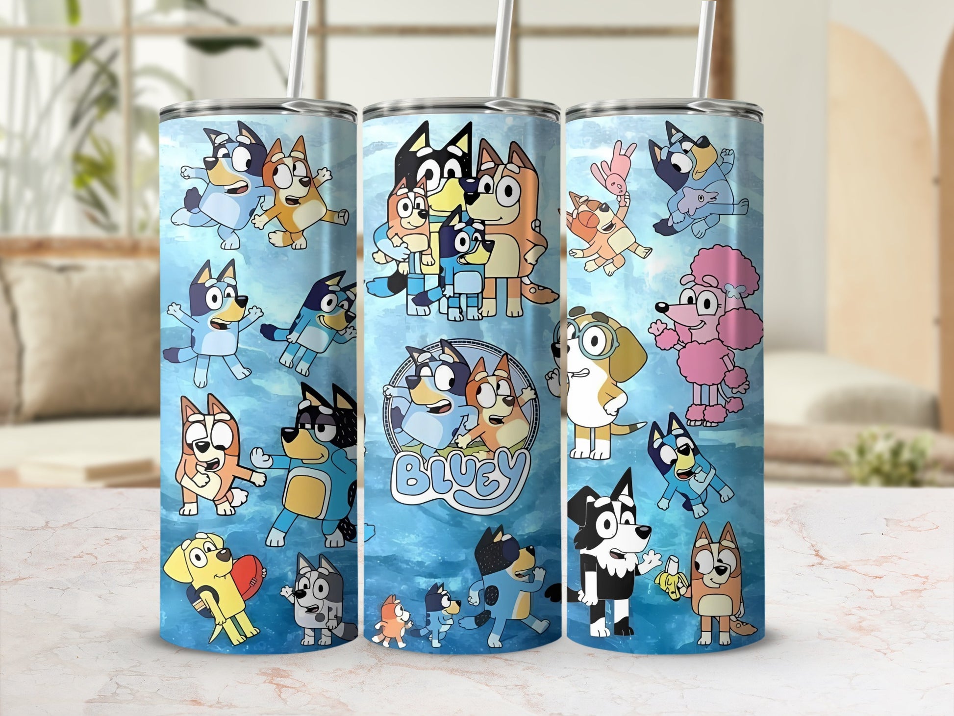 Bluey Characters Pattern Insulated Tumbler Cup