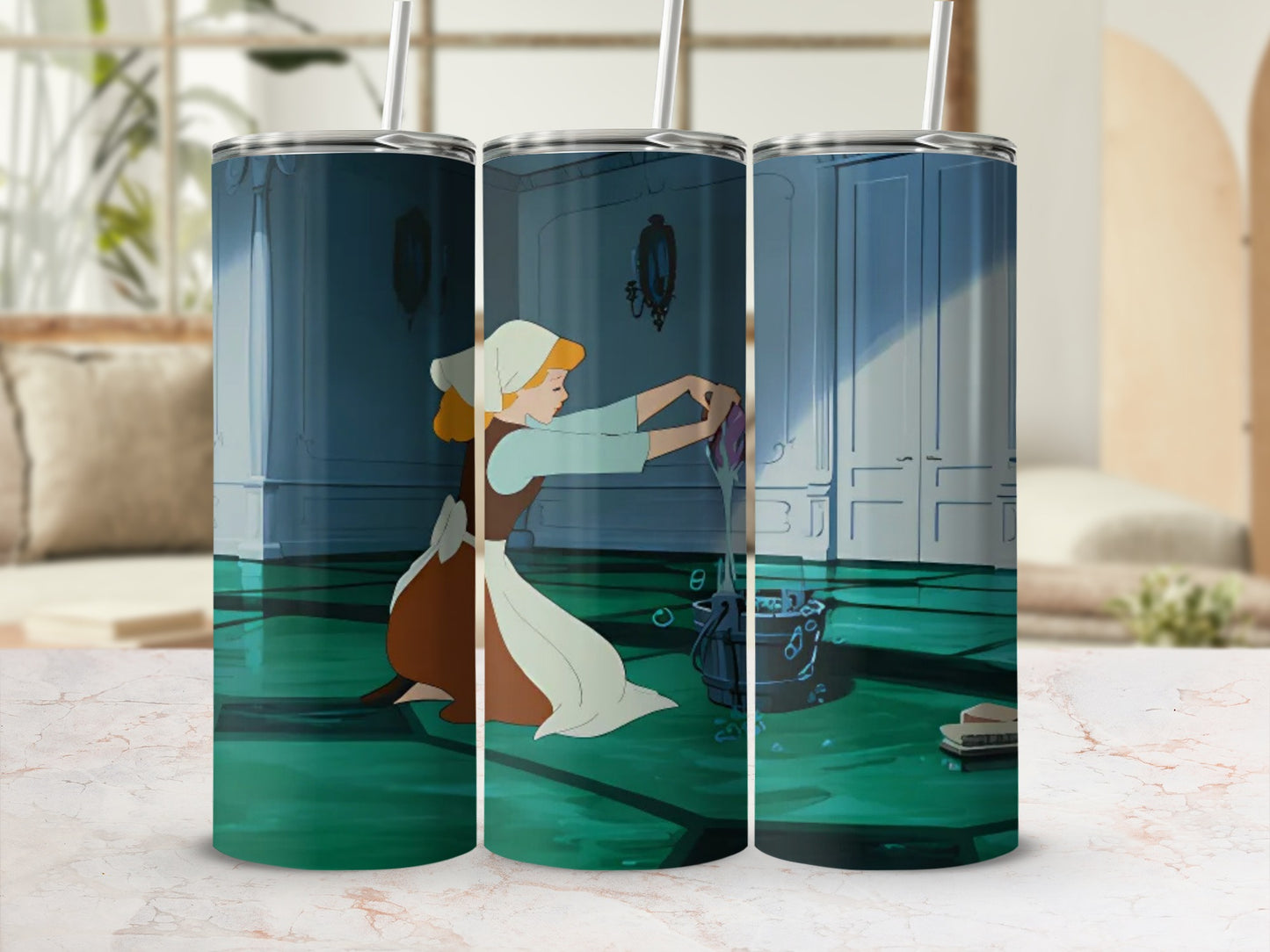 Animated Character Cleaning Scene Tumbler Cup