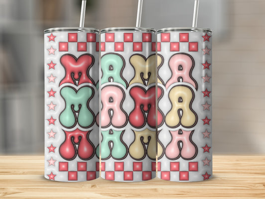 Cartoon Mama Checkered Tumbler
