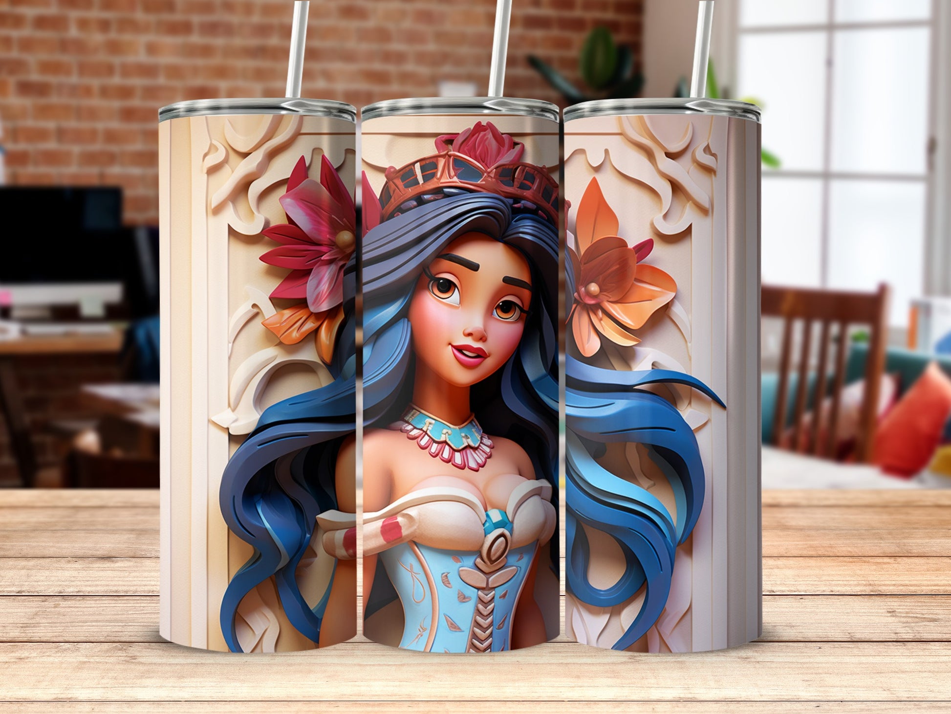 Exquisite 3D Princess Tumbler with Floral Accents product