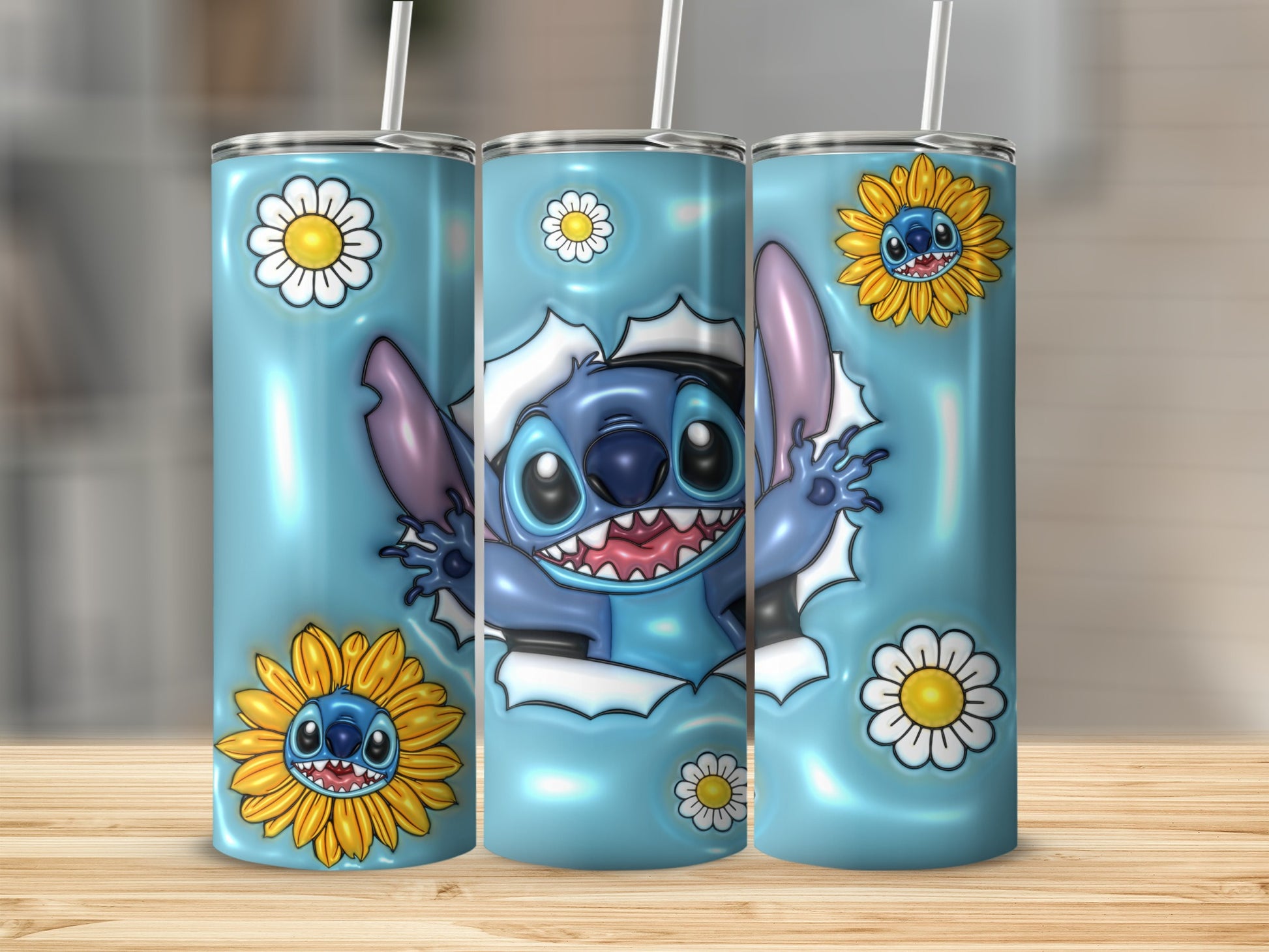 Stitch and Floral Design Tumbler for Stylish Refreshment