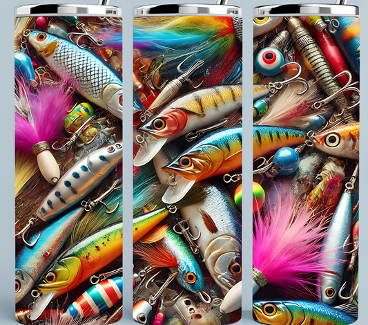 Vibrant fishing lures tumbler