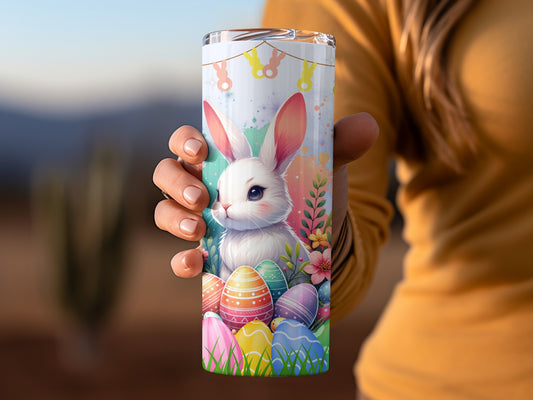 Easter Bunny With Colorful Eggs Travel Mug